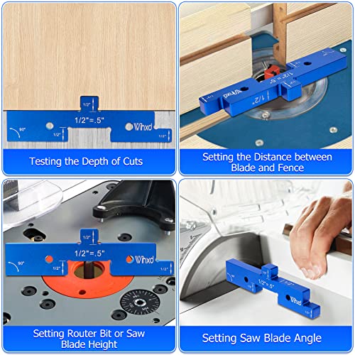Precision Router Table Set Up Bars, 7Pcs Aluminum Height Gauge Set With Angle, Multipurpose Setup Blocks For Router Table Saw Angle Woodworking Set Up Has Different Thickness & Laser Carving #TOP5
