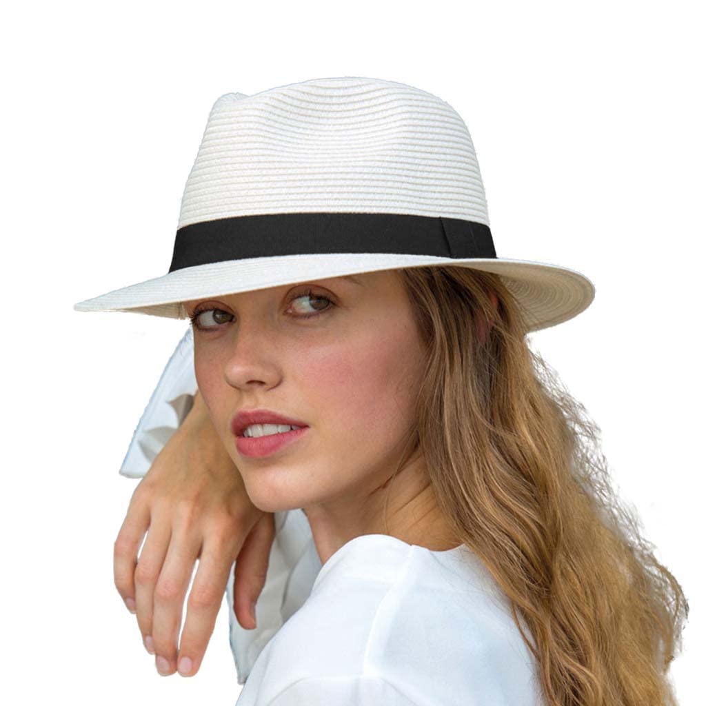 Pana-Mate Fedora – Elegante cappello di paglia da donna con protezione UV – Cappello da sole pieghevole da uomo – 4 colori in 3 taglie S/M/L