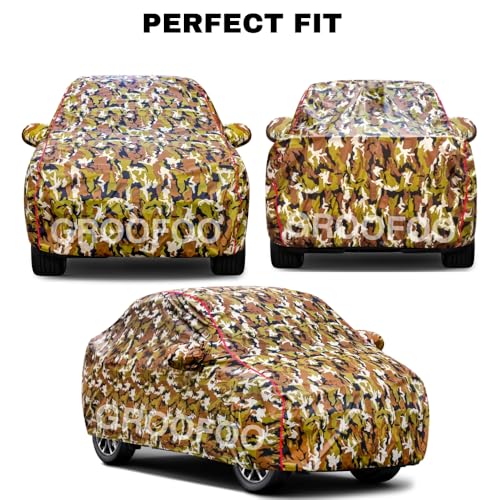 Image of GROOFOO Car Cover Compatible with Maruti Suzuki Fronx | Camouflage, Waterproof, Dustproof, UV Protection | Military Jungle Design | Custom Fit, Triple Stitched | All Weather Body Cover