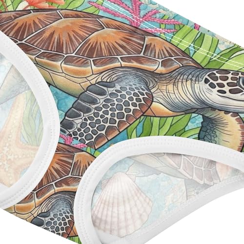 Toddler Underwear Floral 2t Cotton Little Girl Panties Stylish Briefs Kids Undies Vintage Sea Turtle Plants4