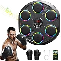 Music Boxing Machine, Extra Large Professionelles Boxmaschine Musik Farbiger LED-Elektronik und Bluetooth, 12 Geschwindigkeiten und Modi, für Erwachsene und Kinder, Indoor und Fitnessstudios, Schwarz