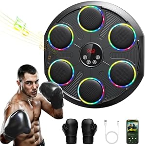 Music Boxing Machine, Extra Large Professionelles Boxmaschine Musik Farbiger LED-Elektronik und Bluetooth, 12 Geschwindigkeiten und Modi, für Erwachsene und Kinder, Indoor und Fitnessstudios, Schwarz