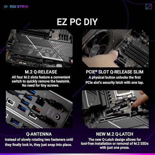 ROG Strix X870E-H Gaming WIFI7, Scheda madre AMD ATX, Socket AM5, 16+2+1 Stadi di Alimentazione, Slot DDR5, Quattro Slot M.2, PCIe 5.0, WiFi 7, 2 Porte USB4, PCIe Slot Q-Release, Aura Sync, Nera - Scheda madre - Immagine 4