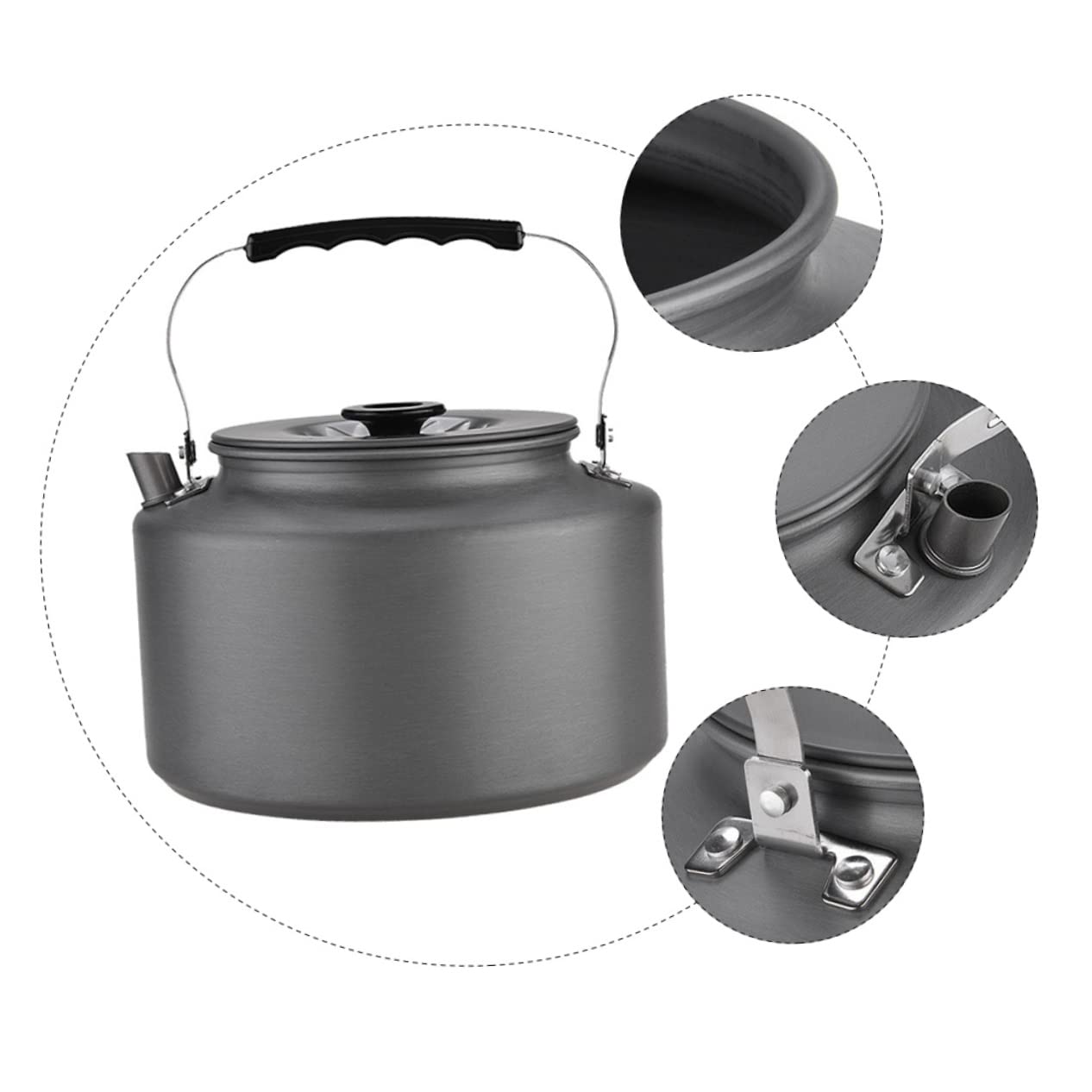 CORHAD L Tea Pot for Outdoor Camping Portable Aluminum Kettle Easy to Clean Heat Insulation Handle for Travel