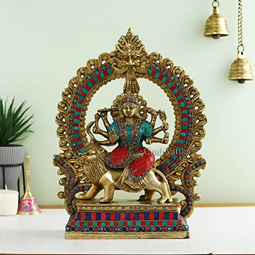 Image of Collectible India Brass Durga Idol, 15 Inches Height, Multicolour (Model Number: DTS105)