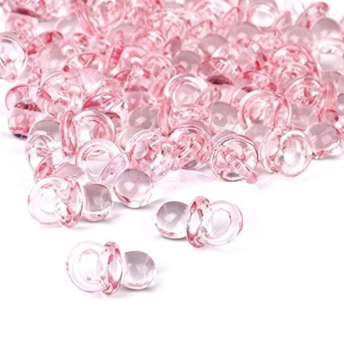 Ifavor123 Pink Table Scatter Confetti Vase Filler Mini Acrylic Baby Shower DIY Small Pacifier Baby Decoration â€“ 144 Pieces Â¾â€ by Â½â€