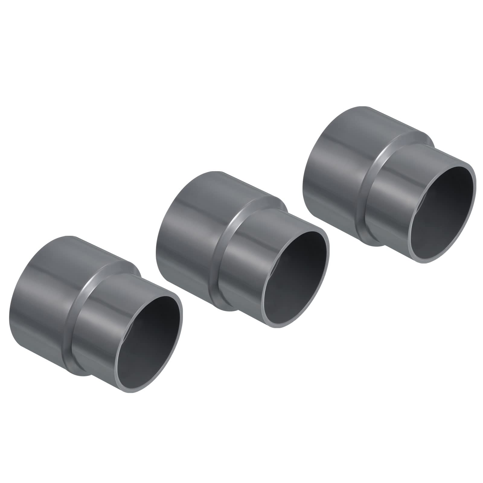 PATIKIL PVC Reductor Tubo Montaje 50x32mm, 3 Paquete Recto Acoplamiento Adaptador Conector, Gris — view 34