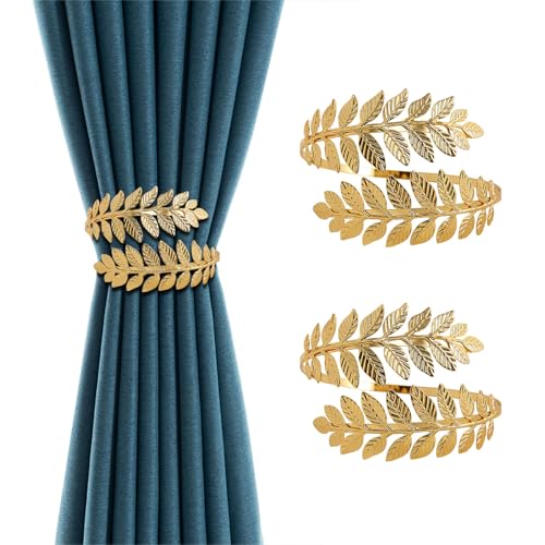 Lot de 2 embrasses de rideaux magnétiques pour rideaux - Pour chambre d'enfant et fille - Doré