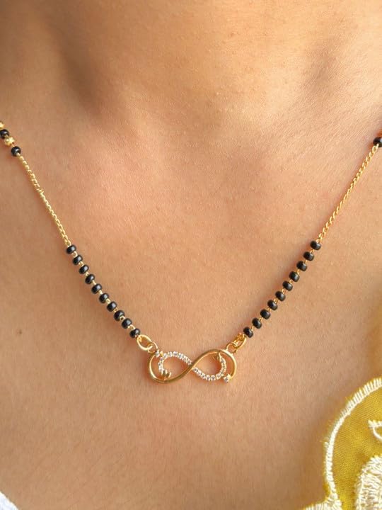 Image of Zeraki Jewels Gold Plated Artificial Stones and Beads Shamita Infinity Mangalsutra For Women