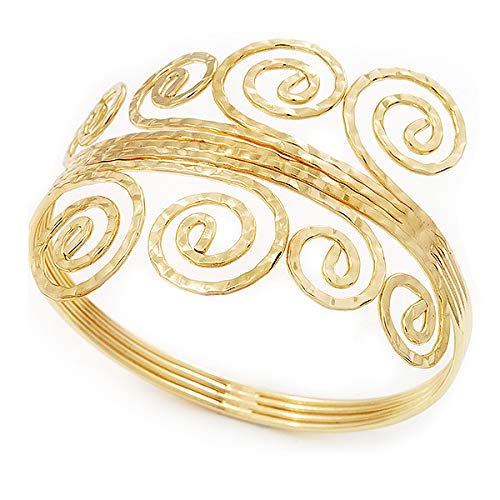 Gold Plated Textured 'Spiral' Upper Arm Bracelet Armlet - 28Cm Long - Adjustable #TOP5