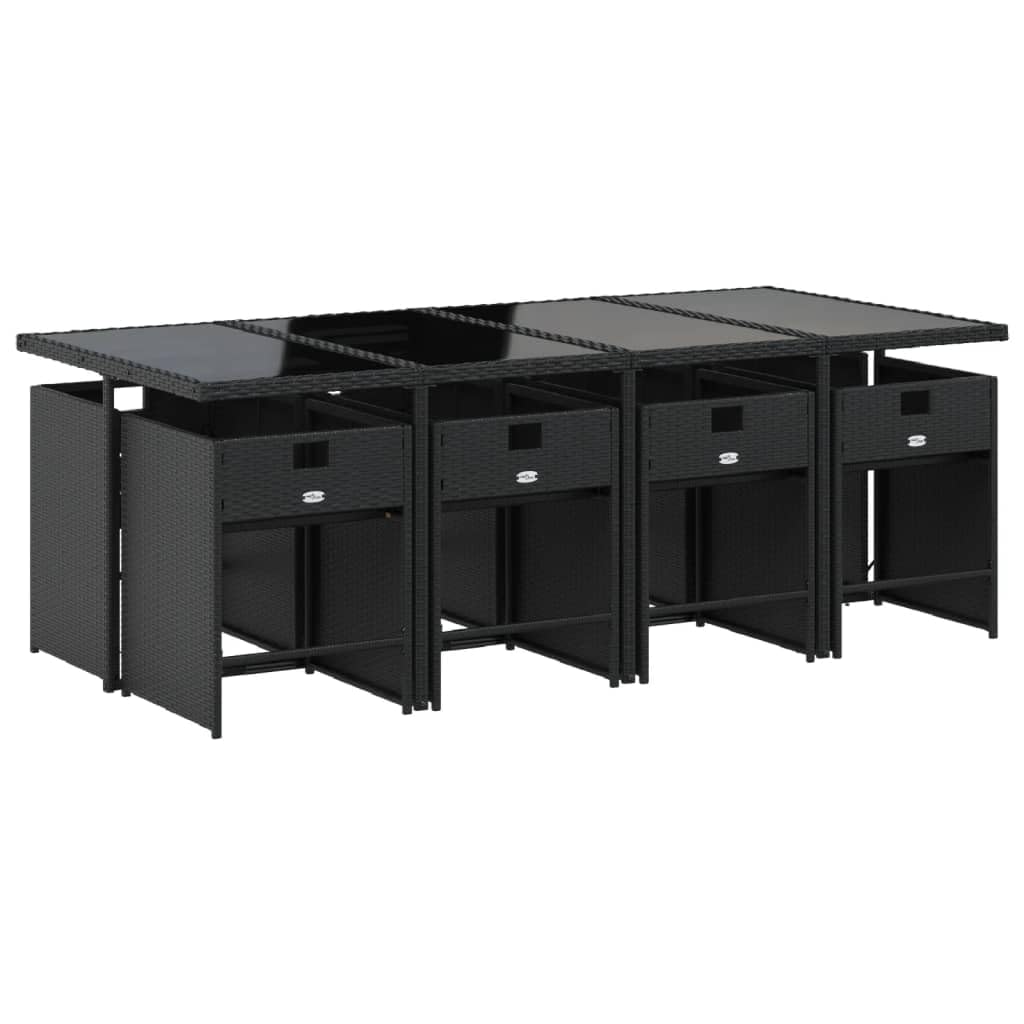 vidaXL Set de Comedor de jardín 9 pzas y Cojines ratán sintético Negro