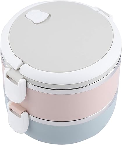 Miniatura 3 de Fiambrera + Fiambrera térmica portátil de acero inoxidable Contenedor de alimentos (2 capas)