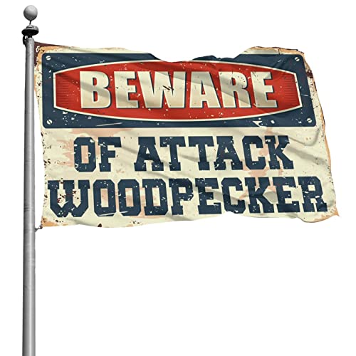 Banderas divertidas Beware of Attack Woodpecker lona gigante de 152 x 244 cm decoración exterior