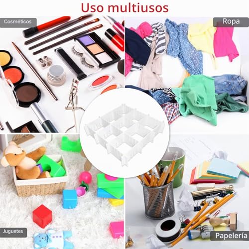 Miniatura 6 de Separadores Para Cajones Ajustables De Plástico, 42 X 9 Cm, Organizadores Modulares, Rejilla Organizadora Para Armario O Escritorio Para Baño, Orden De Calcetines Y Slip, Color Blanco Blanco 42 9cm