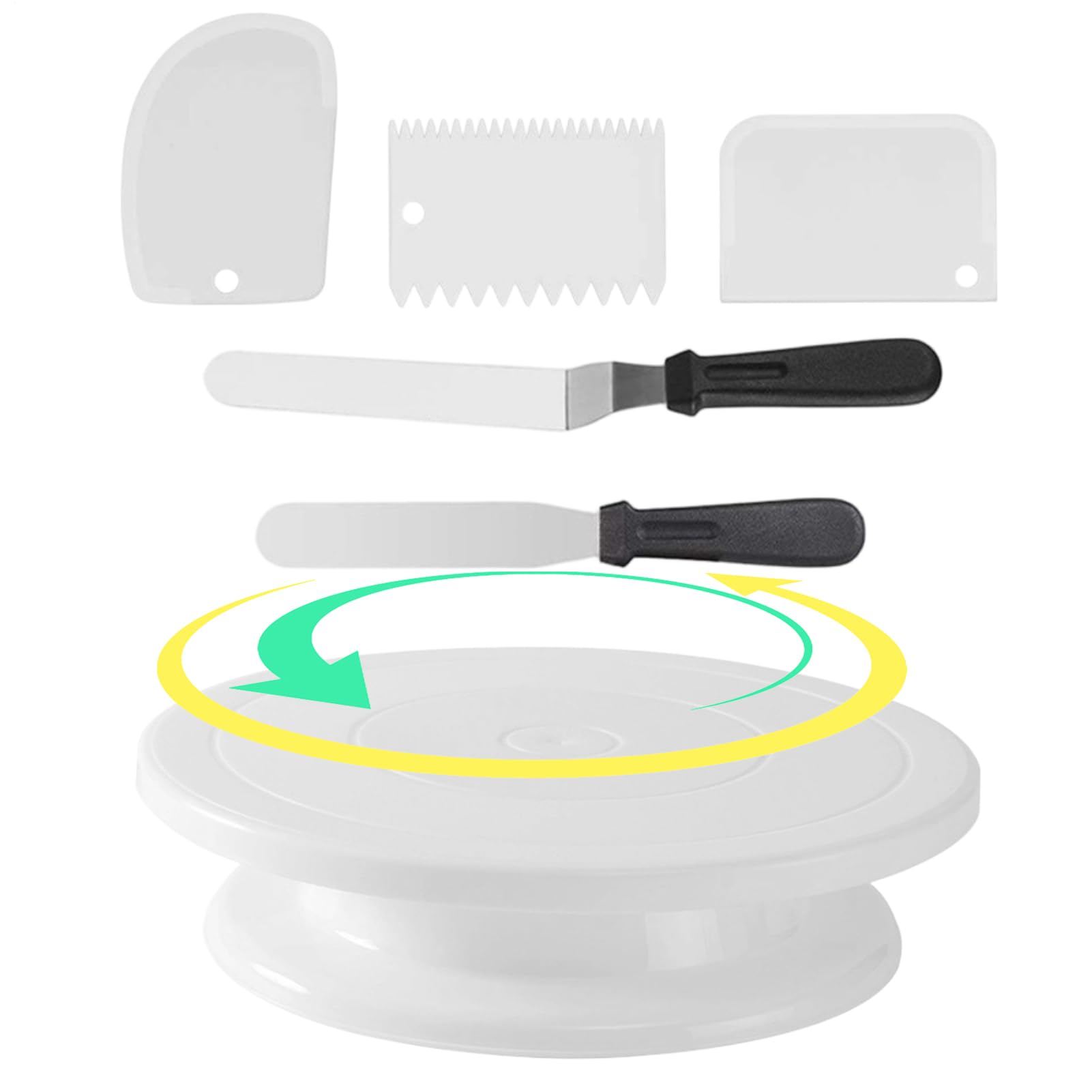 Tournette à gâteau avec rotation silencieuse et raclette large pour glaçage lisse