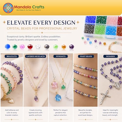 Mandala Crafts Assorted 8mm Bicone Glass Crystal Beads for Crafts Jewelry by Mandala Crafts - Used condition - Image 4