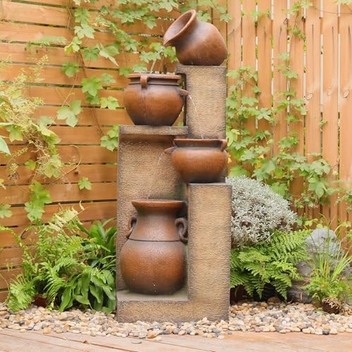 Image of Resin Outdoor Water Fountain 4-Tier Jar Waterfall