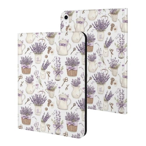 Housse iPad 11 2025 haut de gamme imprimé lavande avec veille automatique