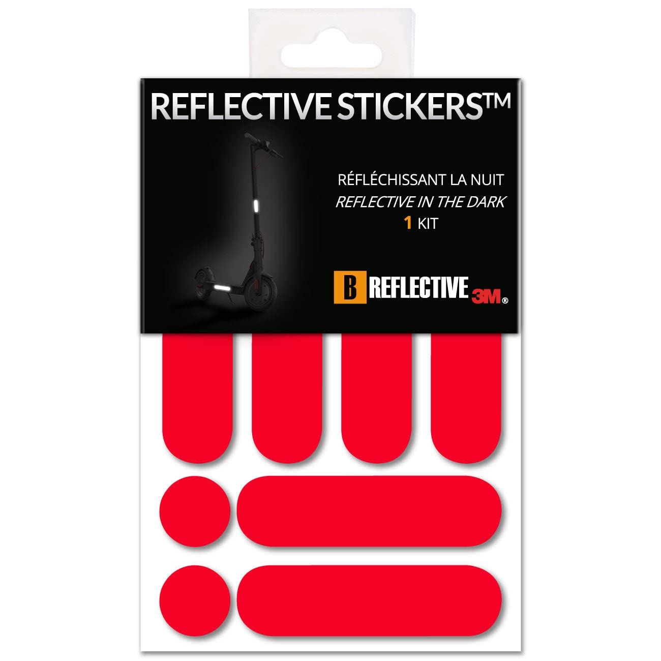 Juego de Pegatinas Tiras Reflectantes para Patinetes y VMP - Cintas Tecnología 3M™ - Visibilidad – Discreta - Diseño - Adherencia optimizada - Rojo