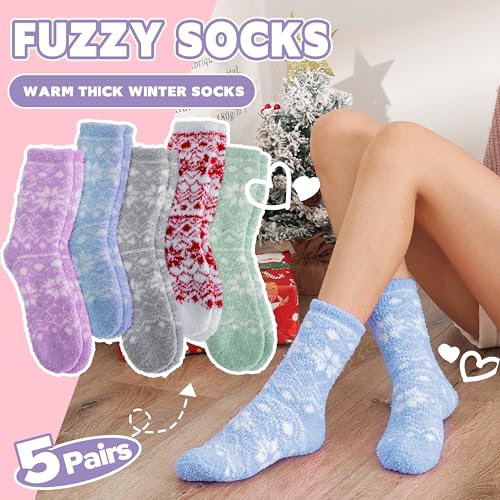 Fuzzy Slipper Socks Thick Fluffy Warm Winter Cozy Plush Soft Sleep Home Socks for Women Men2