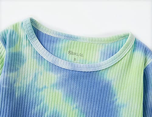 Topgal Little & Big Girls Boys Unisex Cotton Rib Tie-dye Pajama Long Sleeve Set Size 4T-142