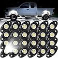 24 Pods White Rock Lights, Heefrole IP68 Waterproof Shakeproof Wide Angle Anti-Corrosion Pure White LED Rock Lights for Trucks Jeep UTV ATV SUV Boat Underglow Lighting Kit