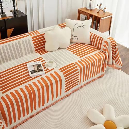 Funda de sofá reversible y duradera en color naranja confeccionada para salones elegantes 2