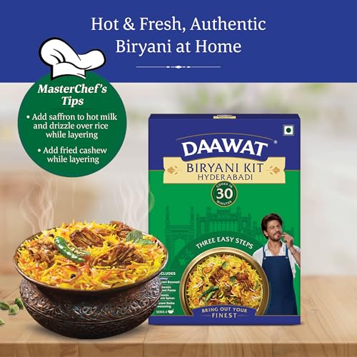 Image of Daawat Biryani Kit Hyderabadi | Authentic Recipe | Ready in 30 min | Ready to Cook 334 gm /410gm (Weight may vary) (Pack of 3)