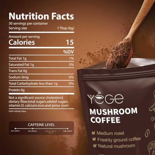 Image of Mushroom Coffee, Instant Mushroom Coffee with Cordyceps, Reishi, King Trumpet, Shiitake, Turkey Tail, Lions Mane for Energy, Focus, Positive Mood & Immune Support (30 Servings)-2Pcs