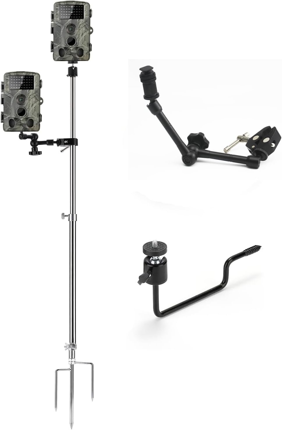 Trail Camera Mount, SPOODOR 2 Pack Trail Camera Stand and Game Camera Tree Mount, with Universal 1/4"-20 Screw