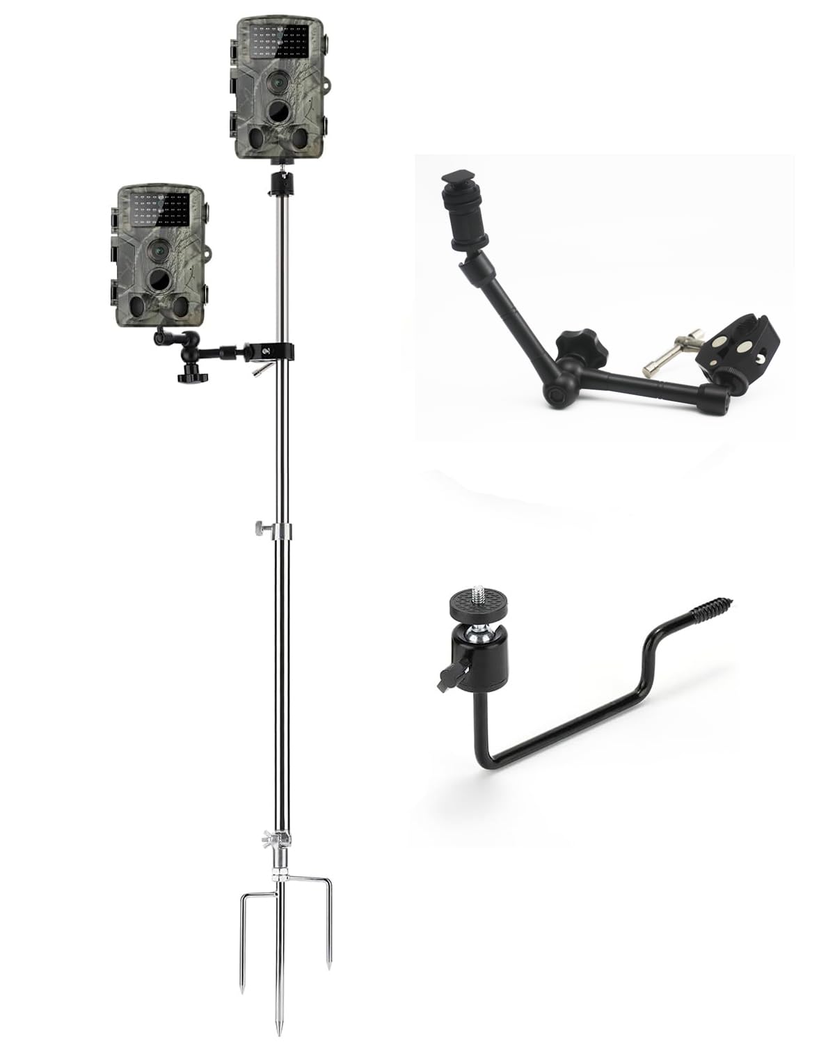 Trail Camera Mount, SPOODOR 2 Pack Trail Camera Stand and Camera Tree Mount, Game Camera Mount with Universal 1/4"-20 Screw (Camera Not Included)-image-37