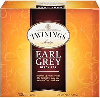 Twinings Earl Grey Black Tea, 100 Individually Wrapped Tea Bags, Flavoured With Citrus and Bergamot, Caffeinated