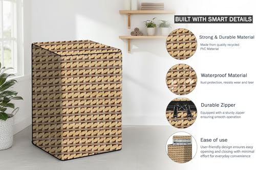 Image of Stylista PVC Washing Machine Cover Compatible for Godrej 6.5 Kg Fully-Automatic Top Loading WTEON ADR 65 5.0 FDTH ROGR, Symmetric Pattern Beige