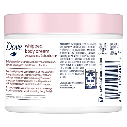 Dove Whipped Body Cream Dry Skin Moisturizer Pomegranate and Shea Butter Nourishes Deeply, 10 Oz - Thumbnail 3