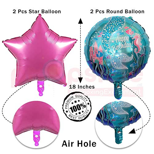 Image of Propsicle Birthday Foil Mermaid Theme Birthday Decoration Balloon Green Pack of 5 Girl Birthday Party Supplies Item