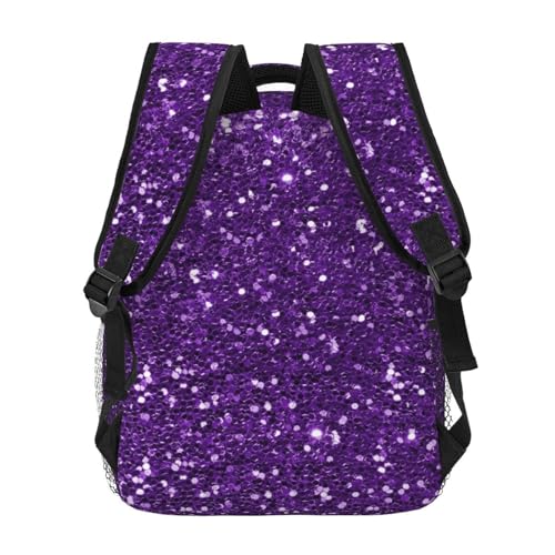 Dark Purple Glitter 15 Inch Backpack for Men Women Adjustable Laptop Backpacks Shoulder Bag for Travel Hiking Outdoor4