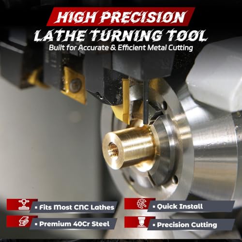 Image of Indexable Lathe Turning Tool 21Pcs Kit 3 /8'' 10mm Shank 7Pcs Metal Lathe Tools Holder Set with 14Pcs Turning Inserts for Turning Grooving Threading Boring Carbide Inserts Carbide Turning Tool