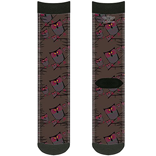 Calcetines morados unisex de cuello redondo con estampado de búhos