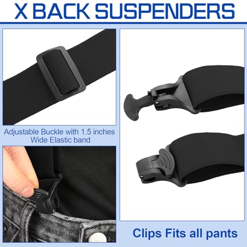 Image of Sintege 4 Pcs X Back Hidden Suspenders 1.5 Inch Heavy Duty Hiking Suspenders for Men Adjustable Under Clothing Invisible Belt