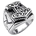 KONOV Massiness Vintage Stainless Steel Band Myth Thor's Hammer Ring, Black Silver, Size 11