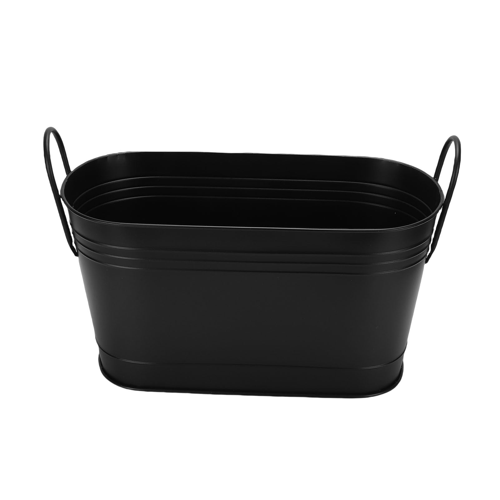 Cocoarm Soporte para Leña, Cubo para Leña de Hierro, 21,9 X 14,0 X 10,4 Pulgadas, Contenedor de Almacenamiento de Metal Ovalado con Asas para Chimenea Interior, Hoguera para Exteriores, Plantación