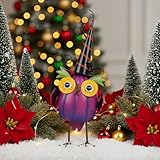 ViteenLight Christmas Decorations Outdoor- Metal Owl Christmas Outdoor Garden Statue-Indoor Fall Decor with LED Lights -Unique Present for Women,Children & Terror Lovers-14 ”