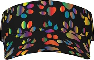 XIXIAN Colorful Dog paw Printed Adult Sunscreen Visor Cap Lightweight and Breathable Adult Sun Visor Empty top hat Versatile Outdoor hat Black