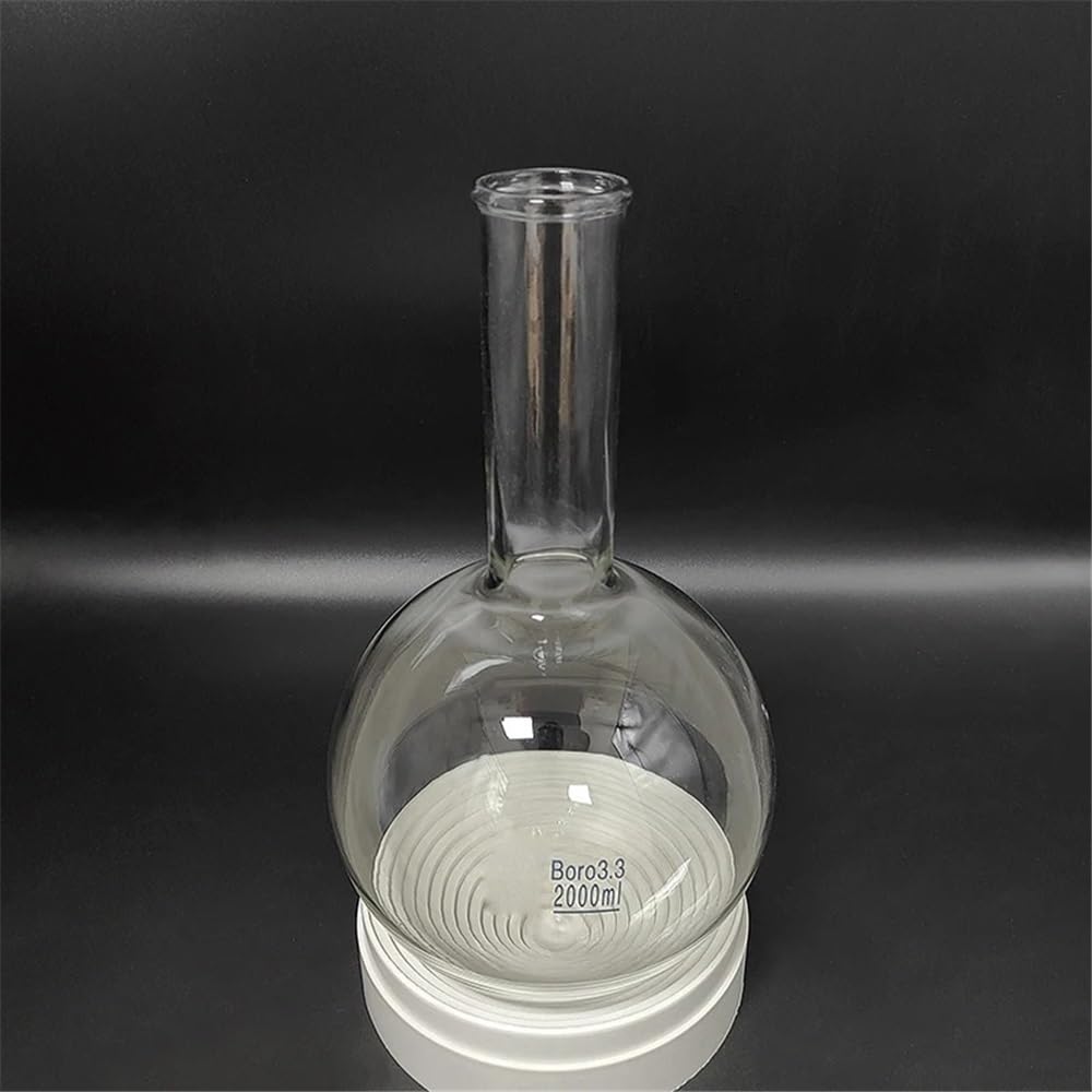 Cristalería de Laboratorio Matraz de fondo redondo de cuello estrecho de 50 ml, 250 ml, 500 ml, 1000 ml, 2000 ml y 10 000 ml con boca normal.(3000ml)