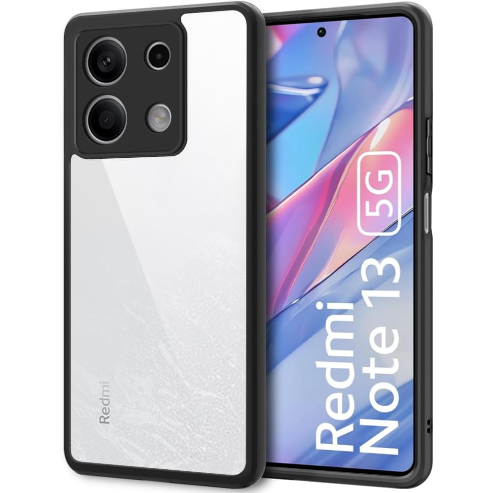 TheGiftKart Ultra-Hybrid Shockproof Sleek Armor Back Cover Case for Mi Redmi Note 13 5G | 360° Protection | Crystal Clear Hard Back Transparent Cover Case for Redmi Note 13 (PC & TPU, Black Bumper) (B0CRDFDRQG) Amazon Price History, Amazon Price Tracker