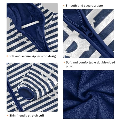 CHIFIGNO White Nautical Anchors Navy Stripes Toddler Snow Jacket Warm Winter Coat for Kids 3T3