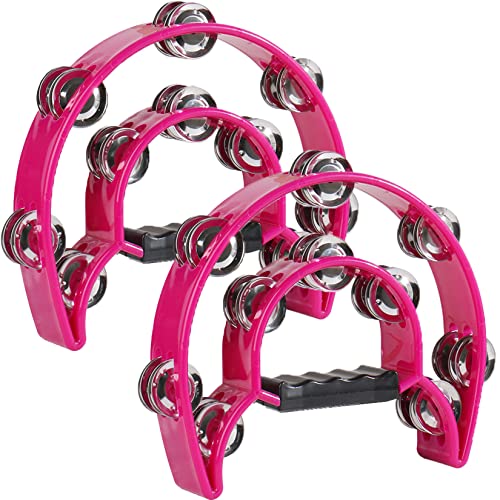 SHINENISM タンバリン 演奏 楽器 パーカッション カラオケ 盛り上げ 半円型 2個 セット (ピンク)