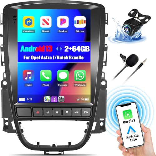 OiLiehu 2G+64G Android 13 2 DIN Carplay Android Auto Autoradio para Opel Astra J/Buick Excelle XT GT 2006 2016 Pantallas para Coches 9,7 Pulgadas con Bluetooth/SWC/FM RDS/WiFi/GPS/Camara Marcha Atras
