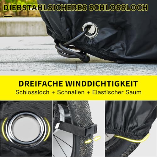 Faireach Fahrradabdeckung Wasserdicht, Fahrradgarage Wetterfest Plane mit 420D Hochwertige Qualität Oxford-Gewebe… – Ansicht 6