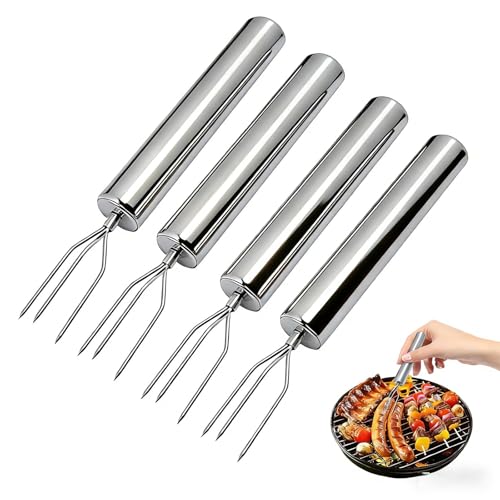 VZU Lot de 4 fourchettes à pommes de terre, fourchettes à pommes de terre, 18,3 x 1,9 cm, fourchettes à pommes de terre, fourchettes à fruits et légumes, fourchettes à maïs, réutilisables, outil de